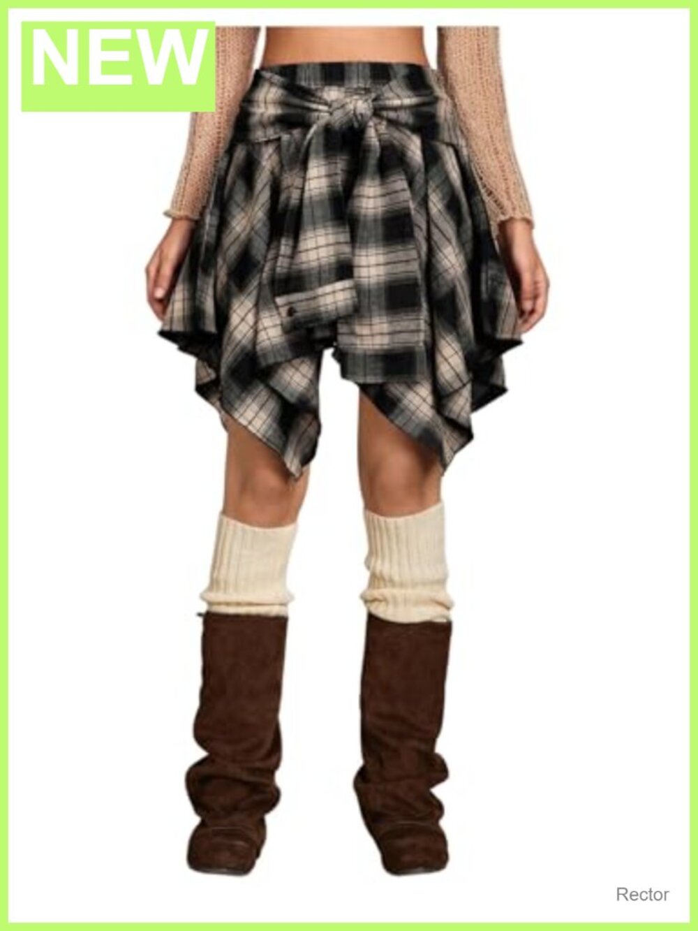 Y2K Goth Grunge Plaid Asymmetrical Flowy Mini Skirt High Low Hem